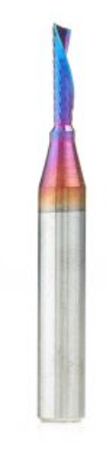 Amana Tool 51511-K Spektra Coated SC Spiral 'O' Single Flute, Plastic Cutting 1/8 D x 1/2 CH x 1/4 SHK x 2 Inch Long Down-Cut CNC Router Bit with Mirror Finish